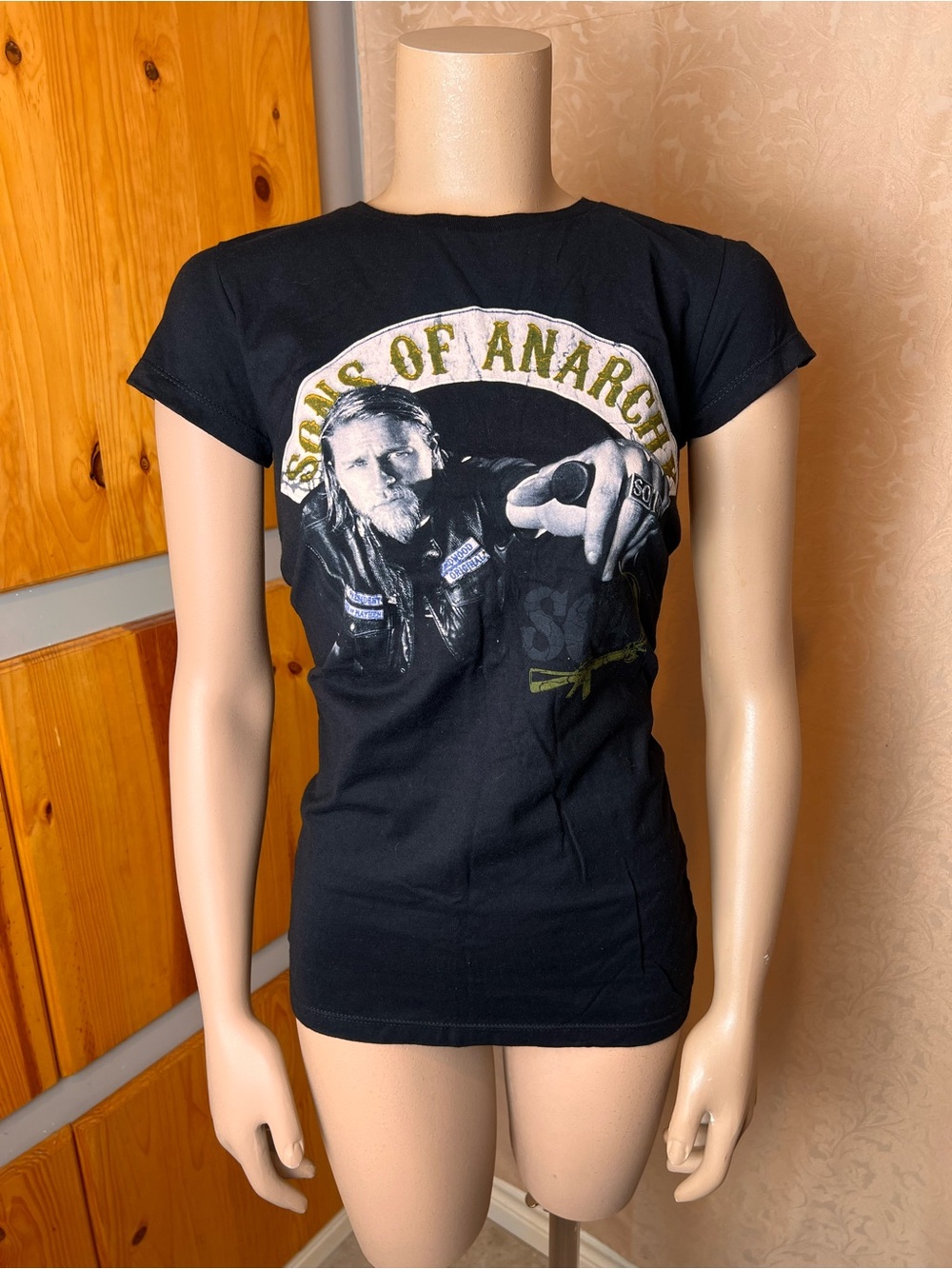 SONS OF ANARCHY 'Jax' Black Fitted Short Sleeve Crew Neck Tee - Sz M